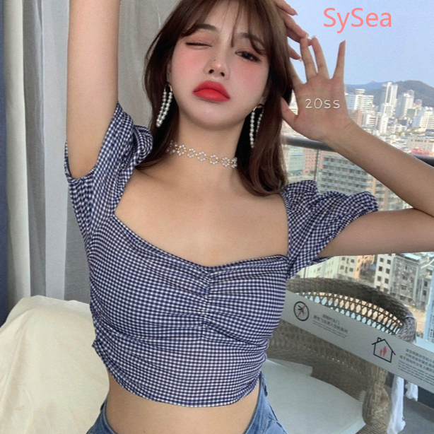 Áo Croptop Tay Ngắn Kẻ Sọc Thời Trang Mùa Hè Quyến Rũ Cho Nữ