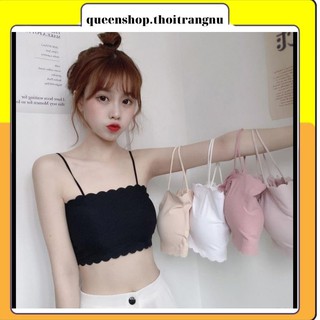 Áo bra 2 dây cotton có đệm mỏng mềm mịn áo quây ngực cho nữ co giãn Queenshop