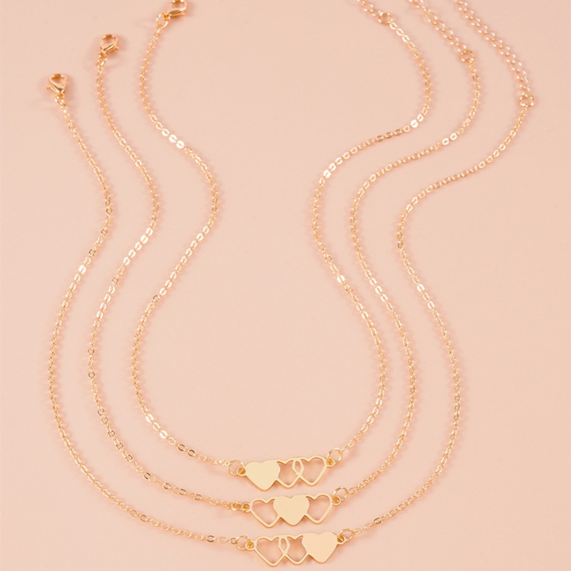 Set 3 Vòng cổ Tình Bạn Mặt Trái Tim Rỗng Khắc Chữ Best Friend Sister
