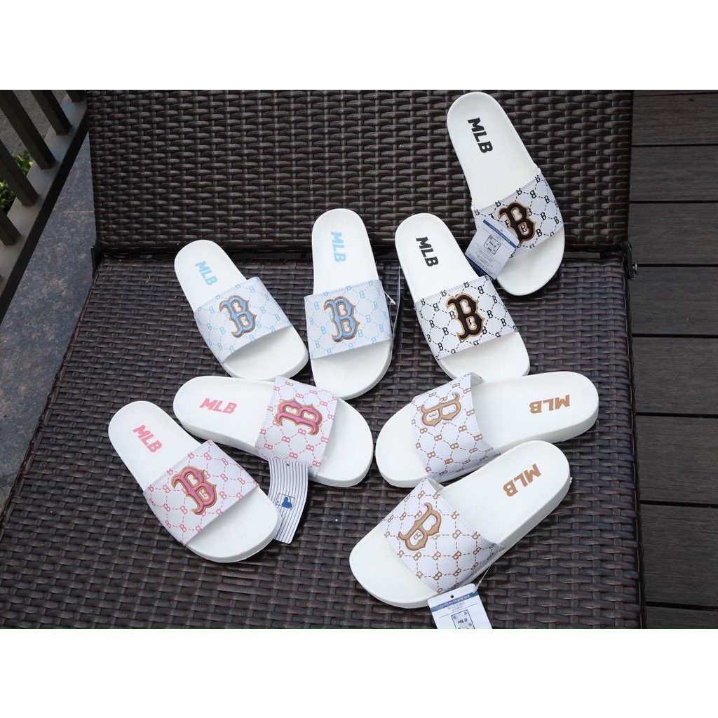 Dép quai ngang nữ MLB Boston Monogram, màu đa dạng , êm chân, không trơn trượt, thời trang, dễ phối đồ