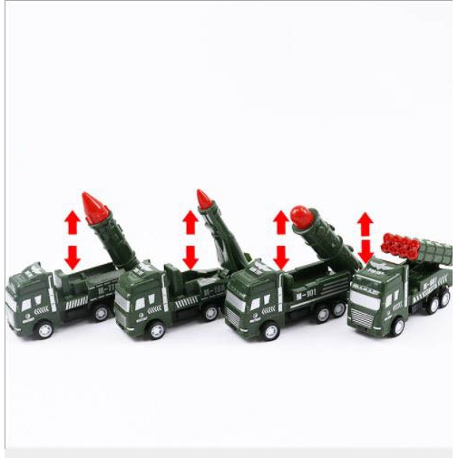 Phụ kiện trang trí bánh sinh nhật bánh kem - SET 4 XE Ô TÔ CHỞ T.ÊN LỬA nhựa