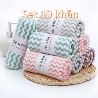 Combo 10 khăn mặt lông cừu hàn quốc 50x30cm siêu thấm hút