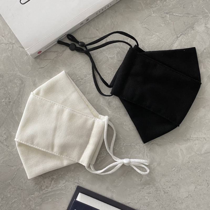 [ Tặng 1 ] Combo 10 khẩu trang vải linen trắng/ đen