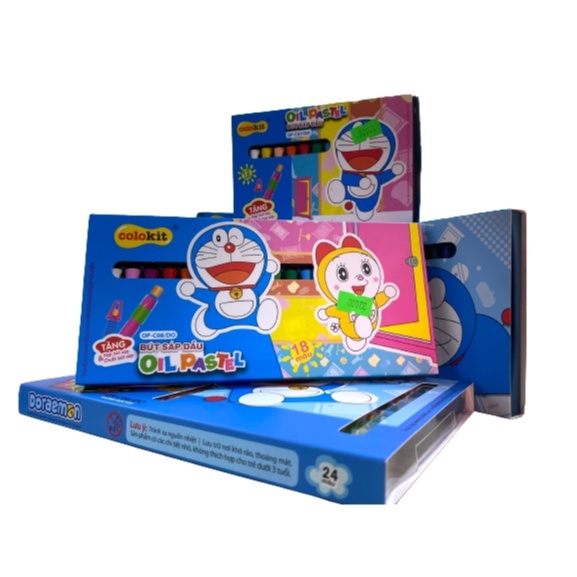 Hộp bút sáp dầu OIL PASTEL - Colokit 12/18/24 màu hình Doraemon dễ thương