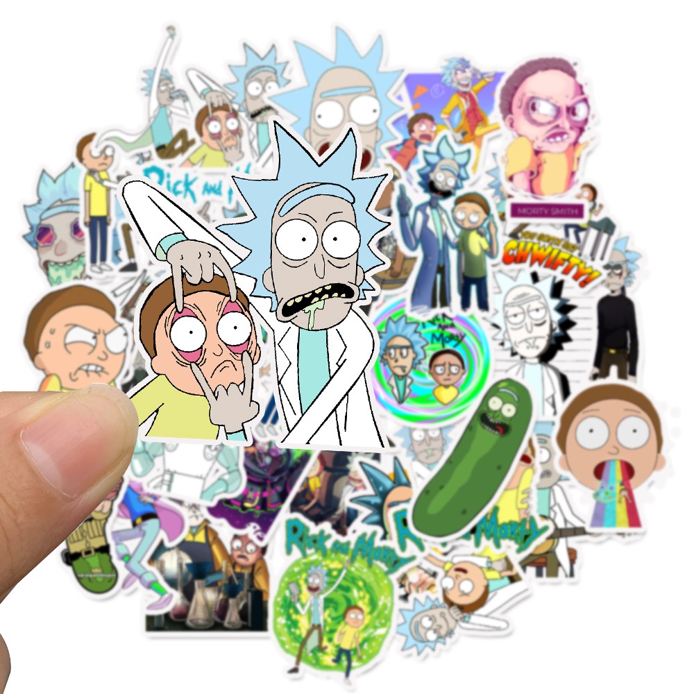 Bộ 35 miếng dán trang trí họa tiết hoạt hình Rick And Morty chống thấm nước đáng yêu đa năng tiện lợi