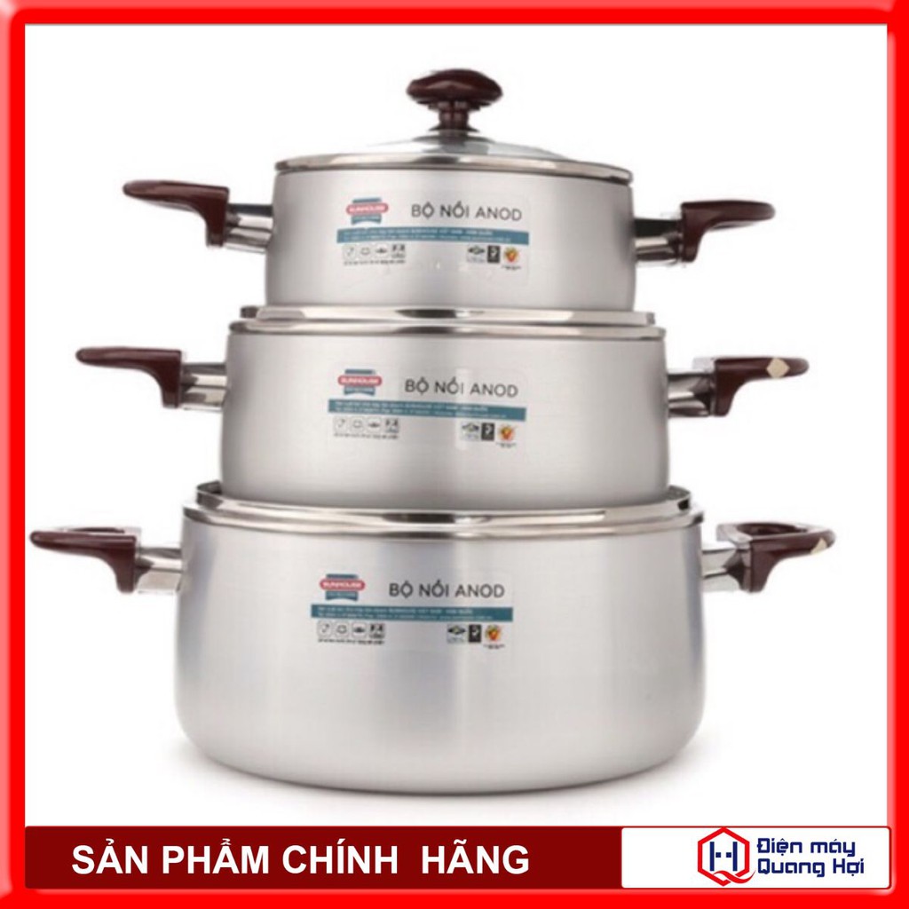 🔰[CHÍNH HÃNG 100%]✅ BỘ 3 NỒI NHÔM CAO CẤP SUNHOUSE SHD 8833 ⭐