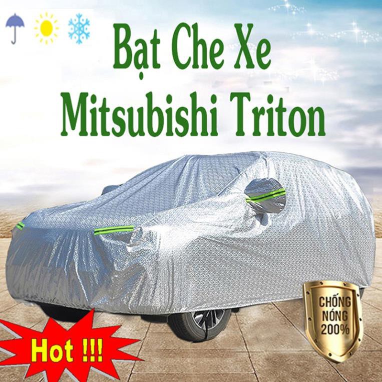 Bạt Phủ Ô Tô #Mitsubishi Triton - CAO CẤP 3 LỚP Tráng Bạc Cách Nhiệt, Chống Nước, Chống Trộm Gương( hàng cao cấp)