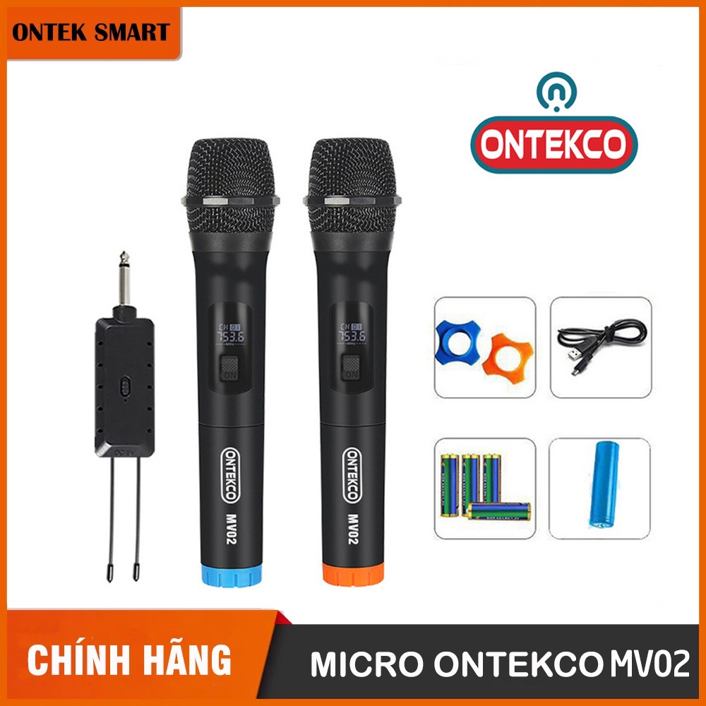 Micro không dây cao cấp Ontekco Mv02 đa năng dùng mọi loại loa hát karaoke