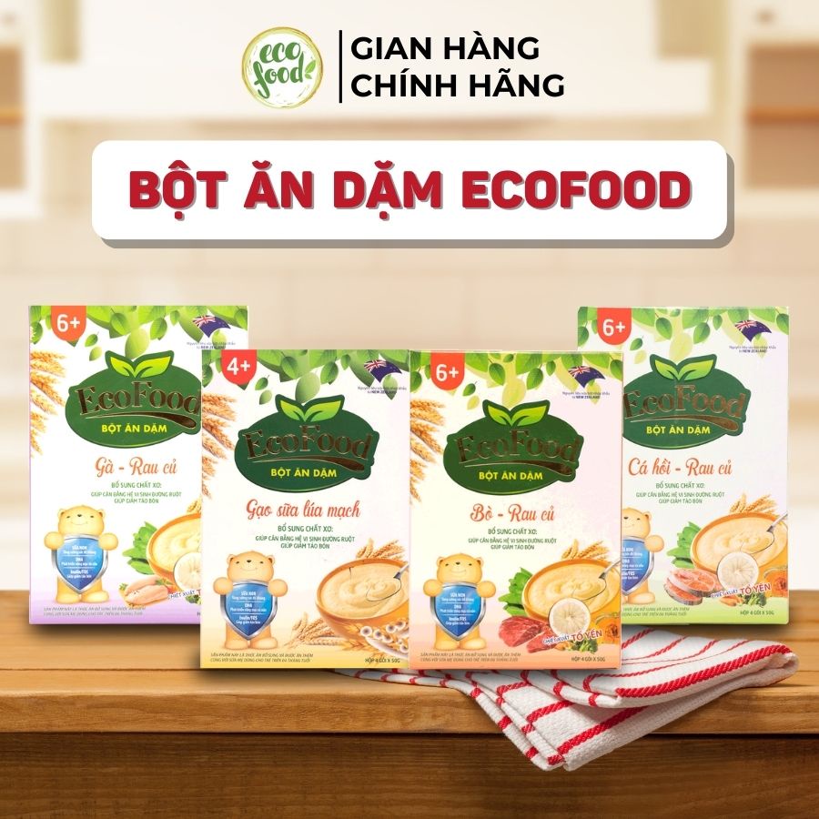 Bột ăn dặm cho bé 4 5 6 tháng Ecofood - Ăn dặm cho bé - Đủ 4 vị - Ăn dặm kiểu nhật, tự chỉ huy, truyền thống