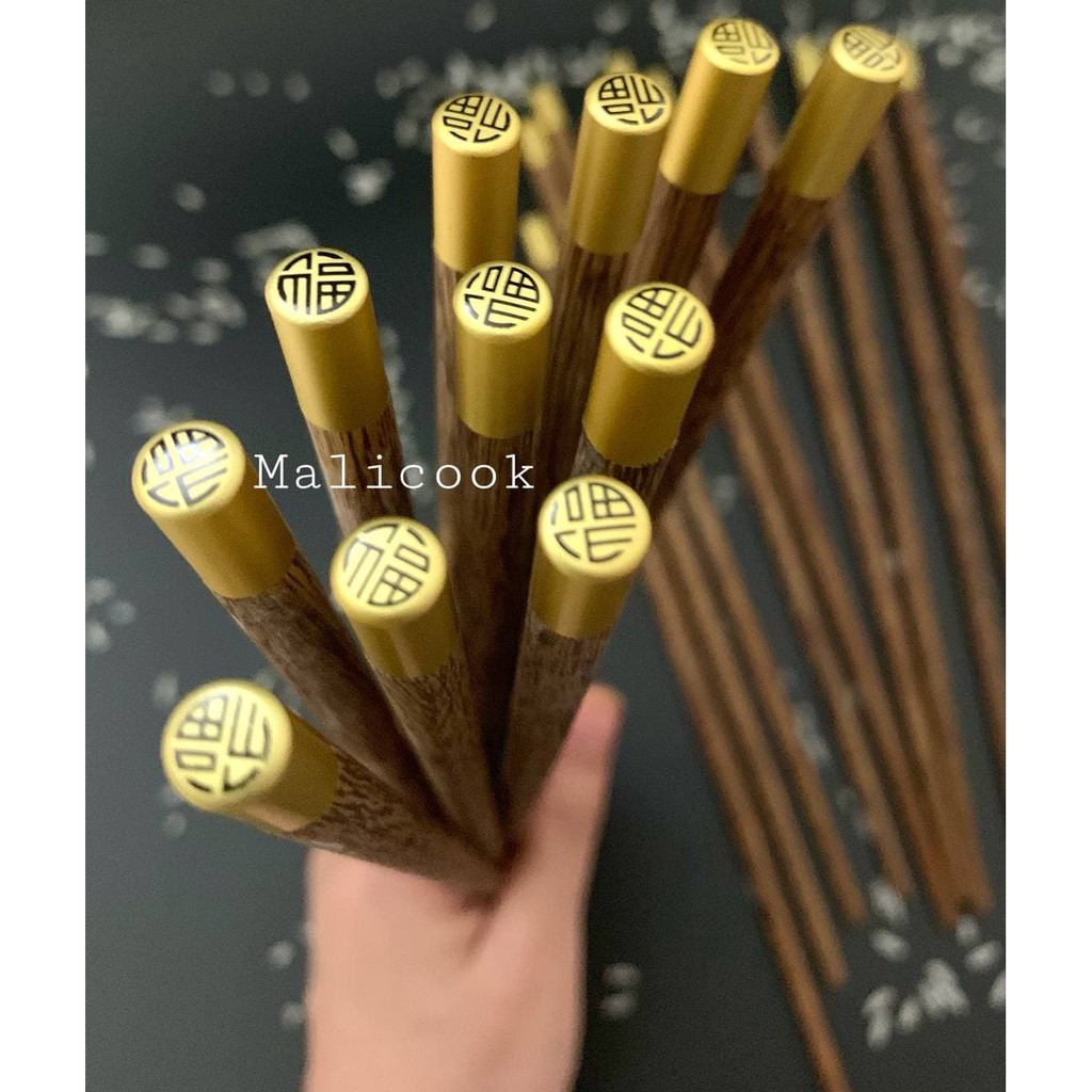 Đũa gỗ bọc đồng Nhật bản cao cấp  chống cong vênh trơn trượt Malicook