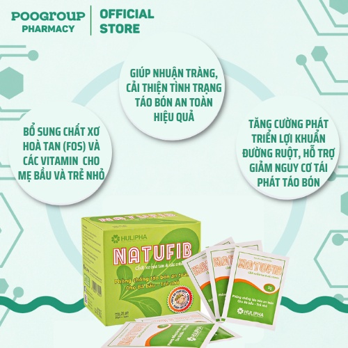 Gói uống Natufib Hulipha chất xơ hòa tan giảm táo bón an toàn ở trẻ sơ sinh - trẻ em, mẹ bầu và sau sinh