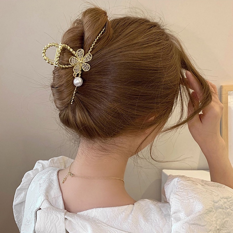 Kẹp tóc Haimeikang hình hoa khảm ngọc trai kiểu Hàn Quốc thanh lịch