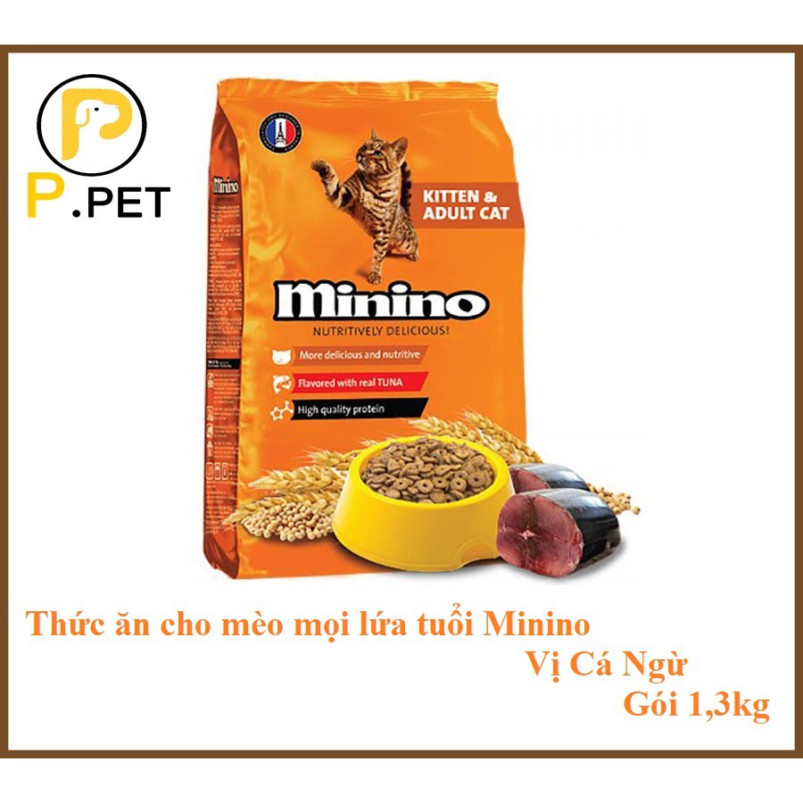 Thức ăn cho mèo mọi lứa tuổi Minino (Blisk cũ) - Vị Cá Ngừ - Gói 1,3kg - P.Petshop