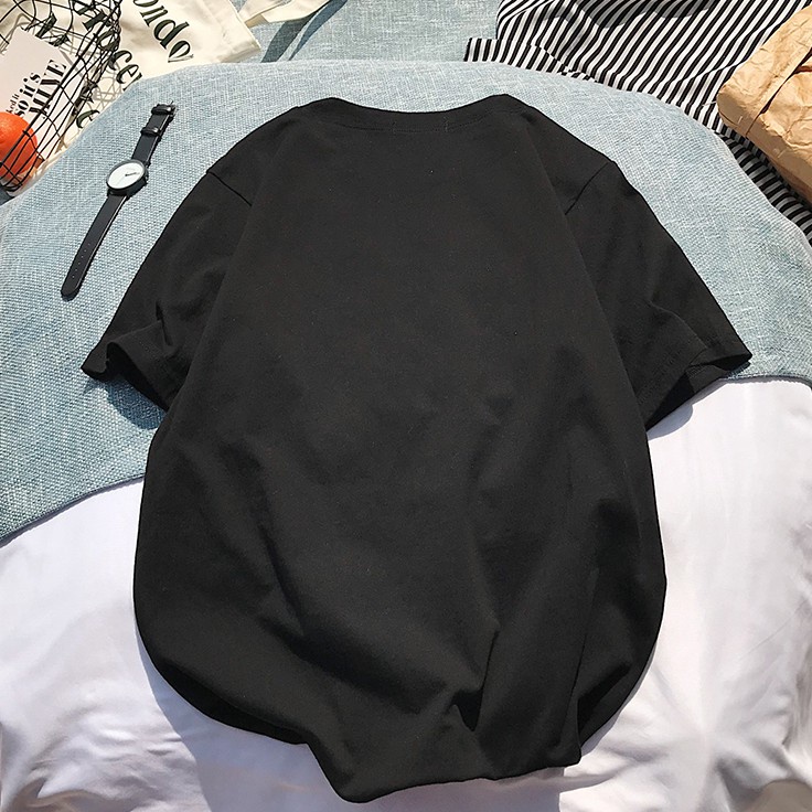 NUZIRO Áo thun  ngắn tay in họa tiết hoạt hình 4 màu lựa chọn phong cách Hàn Quốc vui nhộn