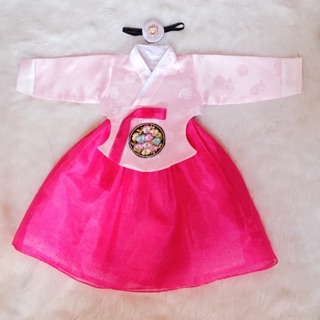 Hanbok bé gái hồng TẶNG Cài tóc( ảnh thật , video
