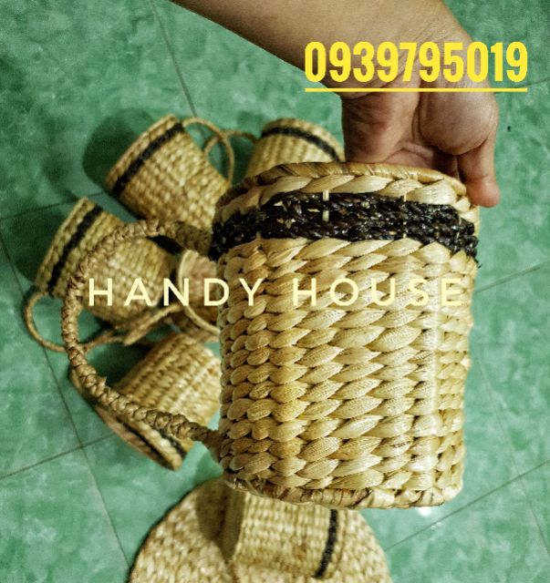 Chậu cắm hoa bằng lục bình- hình cái tách -miệng W15cmx cao H17cm- cắm hoa siêu đẹp