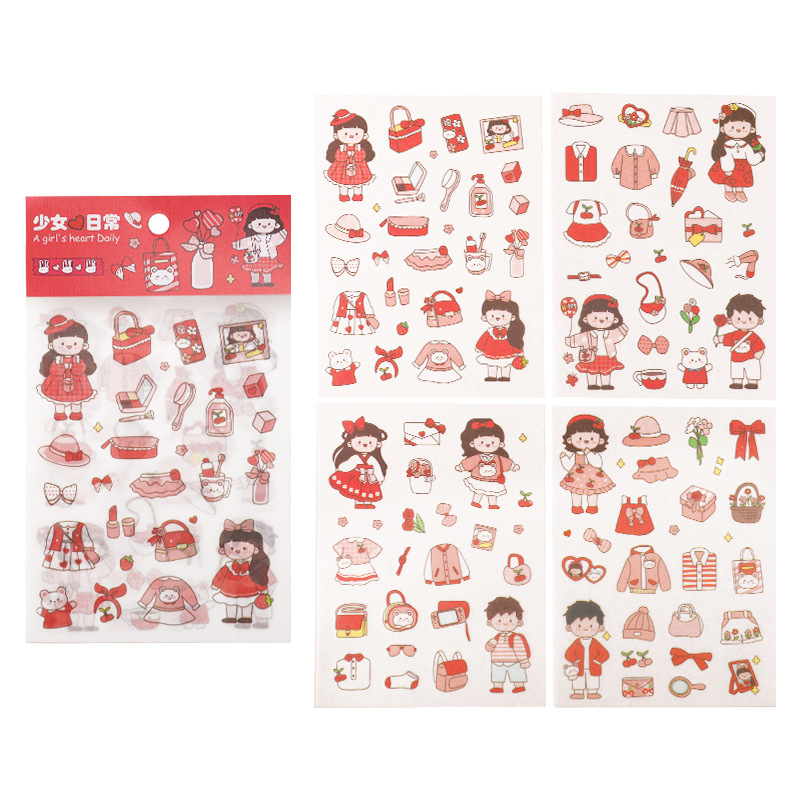 Set 4 Tờ Miếng Dán Họa Tiết Hoạt Hình Dễ Thương Trang Trí Điện Thoại