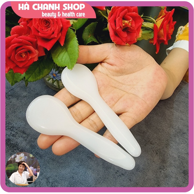 Miếng Cạo Massage Hình Thìa Bằng Đá Trắng Đẹp Ấn Huyệt Mặt Mắt Dụng Cụ Spa Dưỡng Sinh Chăm Sóc Da Mặt