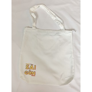 Túi vải Teeworld Canvas Basic Trắng In Chữ Sài Gòn