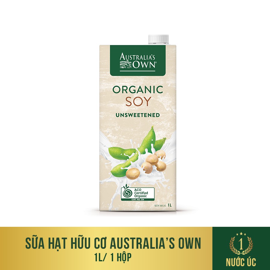 [Mã LT50 giảm 50k đơn 250k] Sữa hạt đậu nành không đường Organic Australia's Own 1L