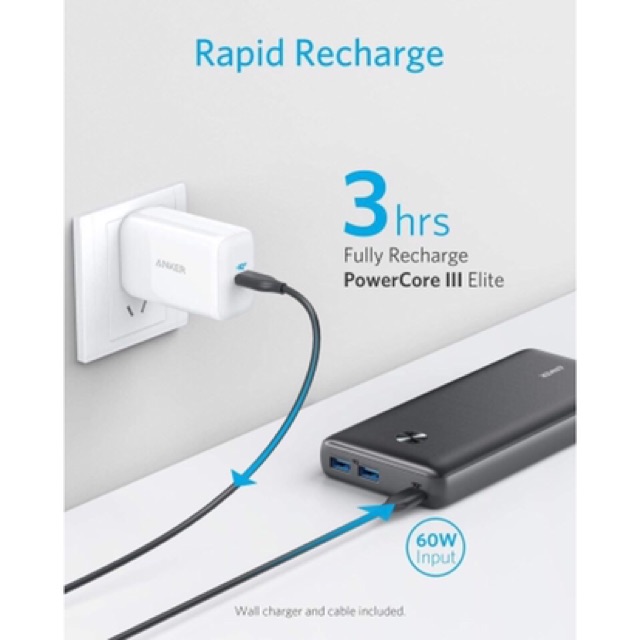 Sạc Dự Phòng Anker PowerCore 3 Elite 25.60mAh - PD 60w Bảo Hành 18 T (A1290)