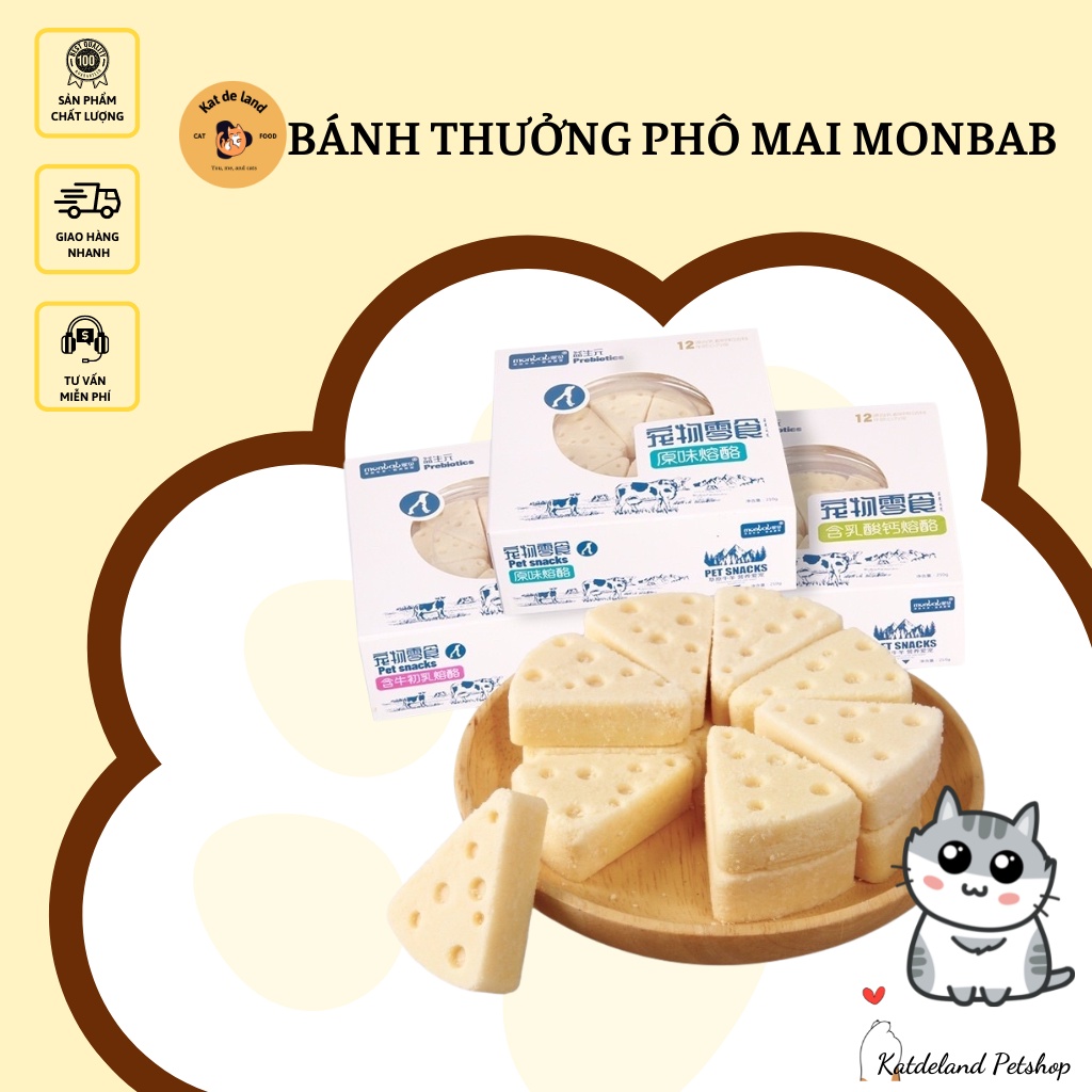 Bánh thưởng phô mai cho chó mèo Monbab bổ sung canxi, giàu dinh dưỡng , Phô mai viên MONBAB 14G dành riêng cho Chó Mèo