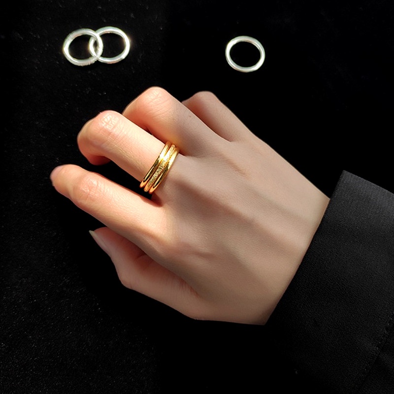 Nhẫn nữ titan không gỉ mạ vàng 18k thiết kế đơn giản phong cách ins hàn quốc