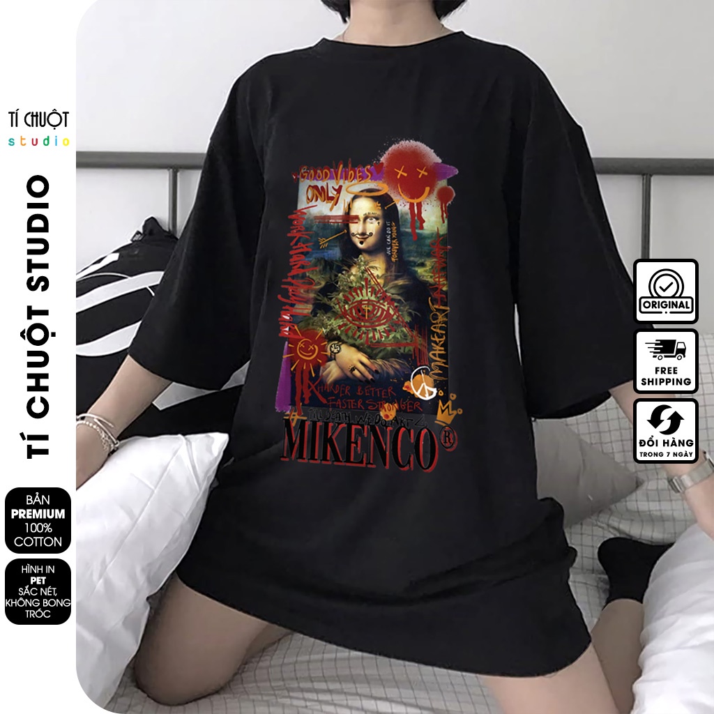 Áo thun Mikenco Monalisa nam nữ in hình 5D, áo phông unisex mikenco tay lỡ - Tí Chuột Studio