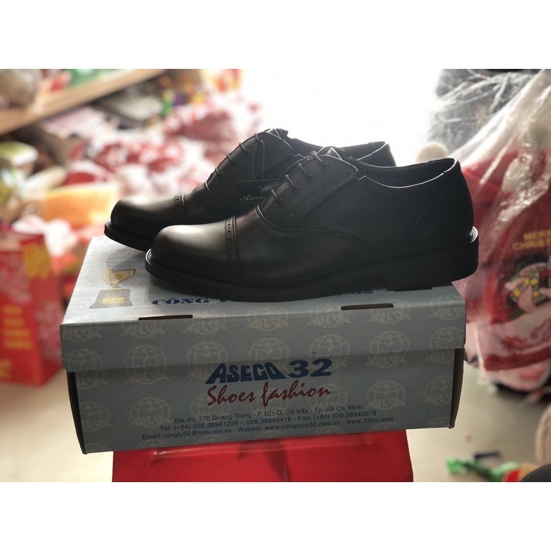 Giày da nam công sở cao cấp không dây mũi ngắn Aseco 32