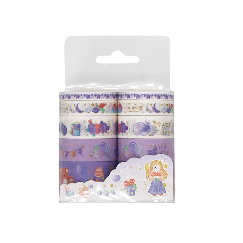 Set 10 Cuộn Băng Keo washi Họa Tiết Hoạt Hình Trang Trí Sổ Tay diy