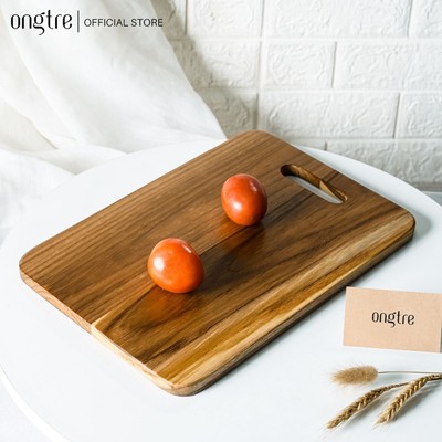 Thớt gỗ Teak, gỗ Ash ONGTRE cao cấp hình chữ nhật, tròn có tay cầm, thớt cắt thực phẩm, thớt steak, khay decor nhà bếp