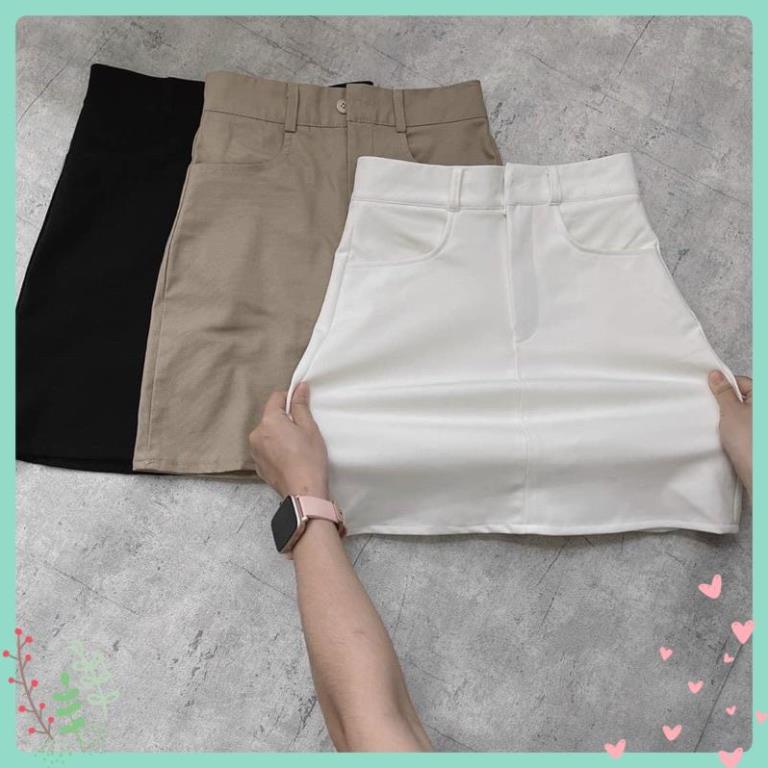 Chân Váy kaki nữ bassic dáng chữ a lưng cao có quần trong