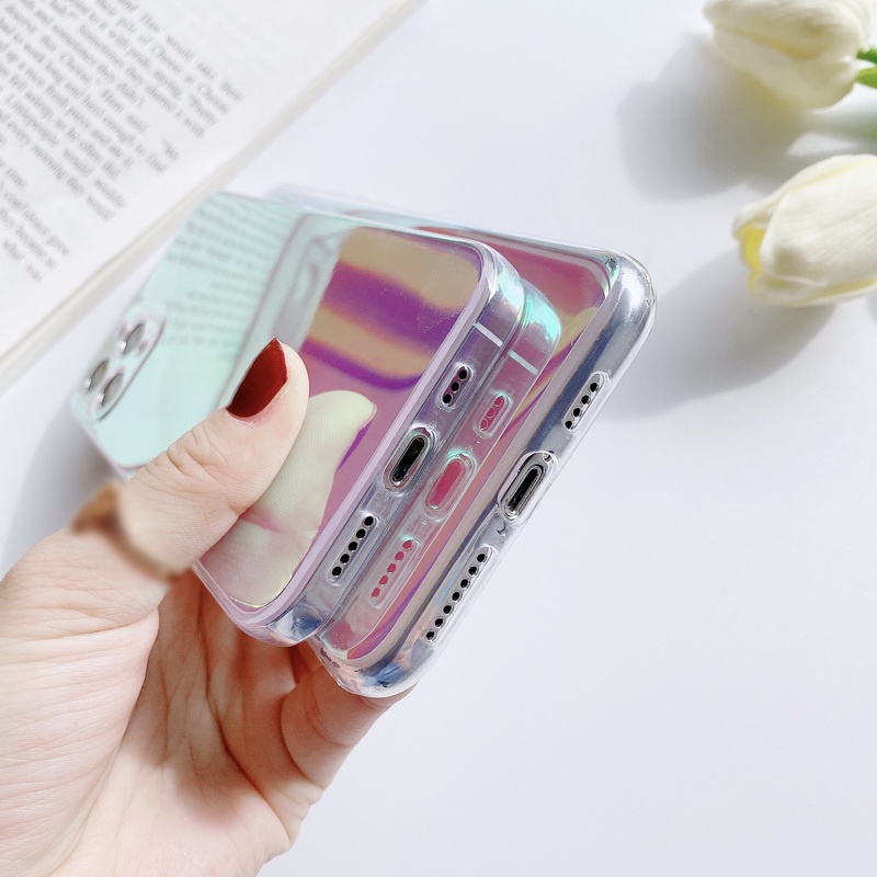 Vỏ điện thoại mềm trong suốt đầy màu sắc tím dành cho iPhone 13 12 11 Pro Max XS XR X 8 + 7 Plus