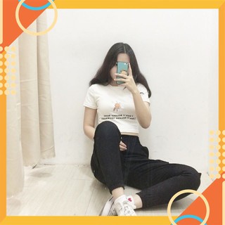 Áo cortop HOA CÚC Đen Trắng siêu hot