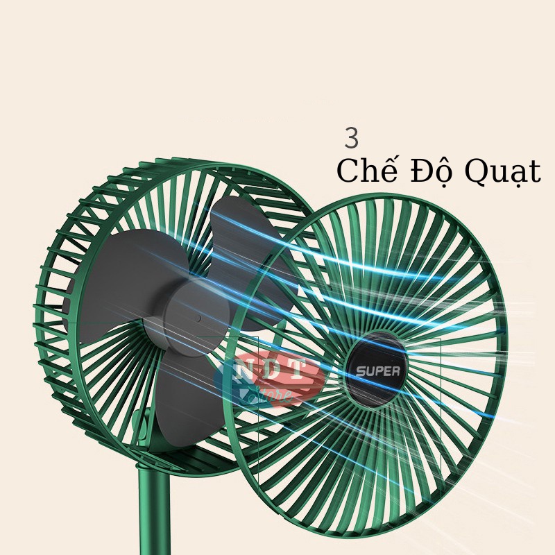 Quạt Tích Điện Mini Gấp Gọn Quạt Mini 3 Chế Độ Để Bàn Xoay 180 Độ 3 Tốc Độ Gió Pin Sạc USB Tiện Dụng