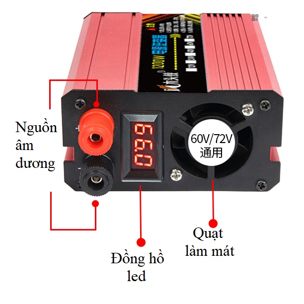 Bộ đổi nguồn 12v sang 220v - Bộ chuyển nguồn INVERTER 1200W