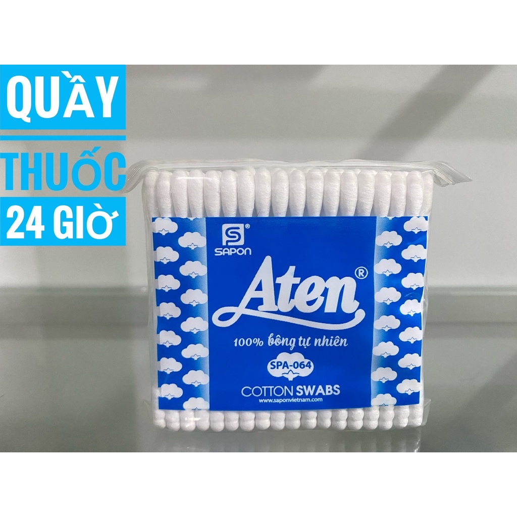 Tăm bông 100% bông tự nhiên Aten gói 100 cái