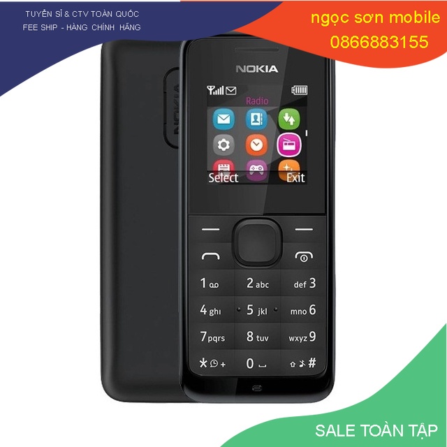 điện thoại giá rẻ,Điện Thoại Nghe Gọi Nokia 105 Zin Được Chọn Phụ Kiện pin trâu sóng khỏe ngọc sơn mobile