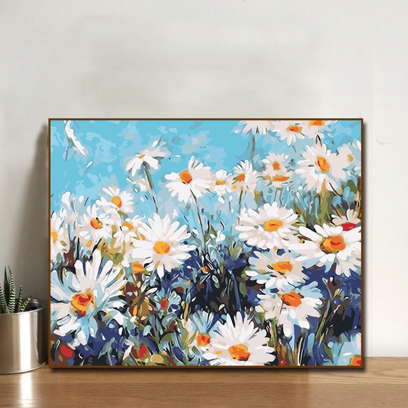 [ ORDER] Tranh sơn dầu số hoá DIY chủ đề hoa hướng dương DIY đã căng khung kích thước 40x50