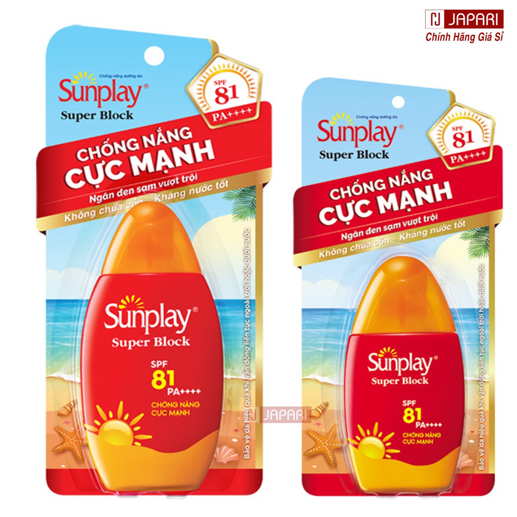 [CHÍNH HÃNG] Kem Chống Nắng Sunplay Sunplay Super Block Dạng Sữa Kcn Cho Da Mặt & Toàn Thân Rohto Nhật Mỹ Phẩm Sỉ JAPARI