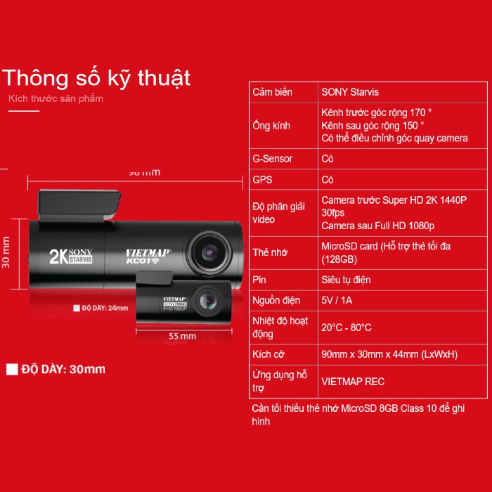 [Miễn Phí Lắp Đặt] Camera Hành Trình Vietmap KC01 CBGT [Kèm Thẻ Nhớ 128Gb] | BigBuy360 - bigbuy360.vn