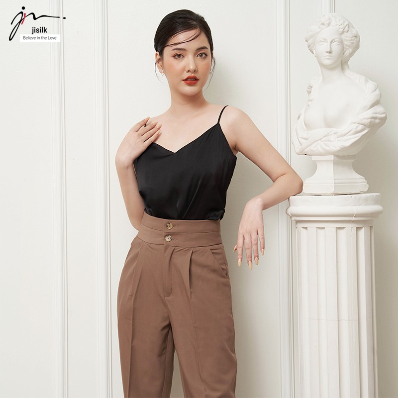 Áo lụa hai dây nữ, camisole có khóa sườn tinh tế mặc vest đi làm đi chơi Simplato L.A2D-02 - jisil