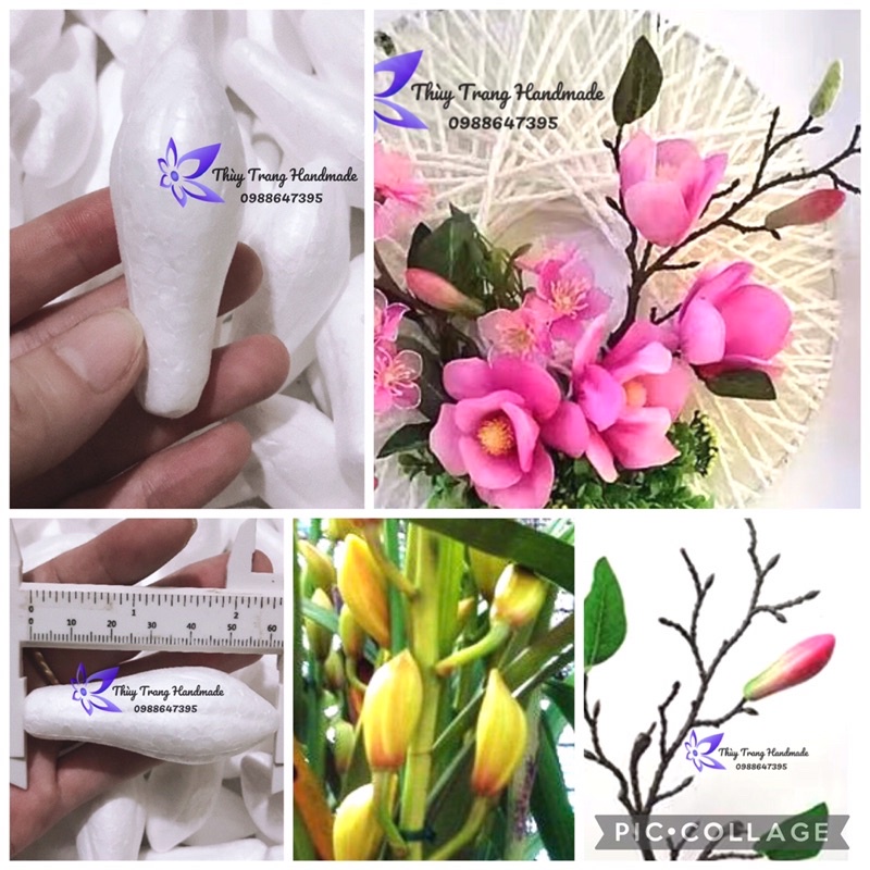 Gói 5 xốp làm NỤ HOA MỘC LAN, HOA ĐỊA LAN- nguyên liệu làm hoa giấy, hoa voan, hoa đất sét