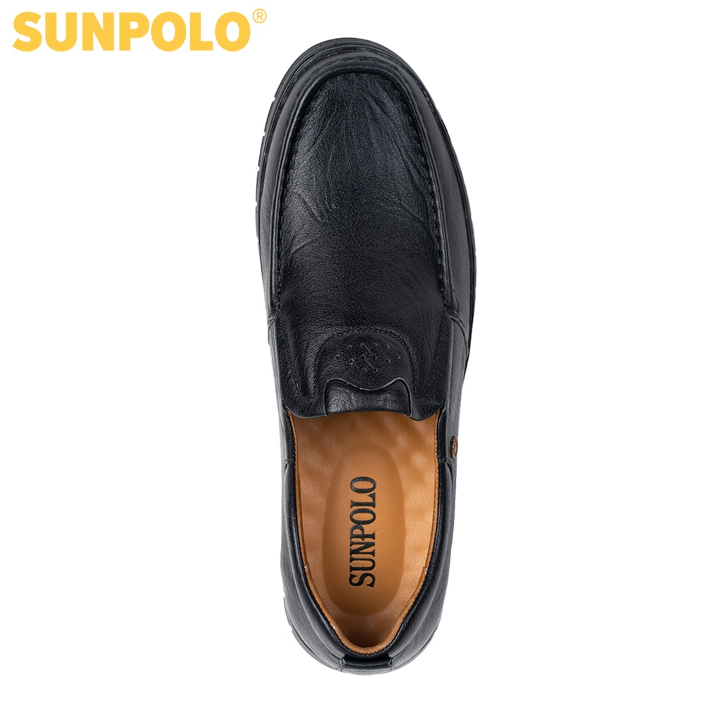 Giày lười nam Da bò cao cấp SUNPOLO đi làm công sở, đi chơi Màu Đen - CS5074