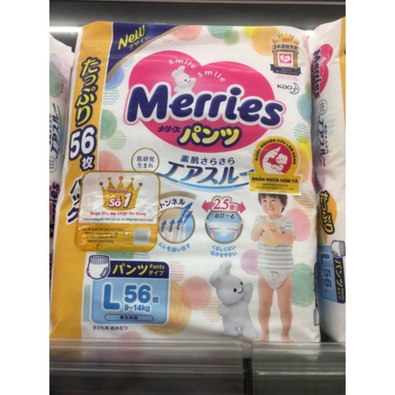Tã dán/quần Merries Jumbo Nhật mẫu mới M76/L64/L56/XL50/XXL32