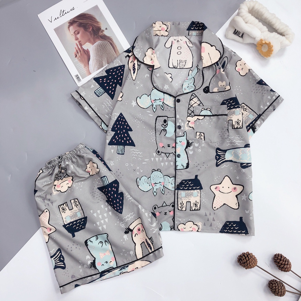 Đồ bộ ngủ nữ pijama bigsize từ 35-75kg mặc nhà tay ngắn dễ thương