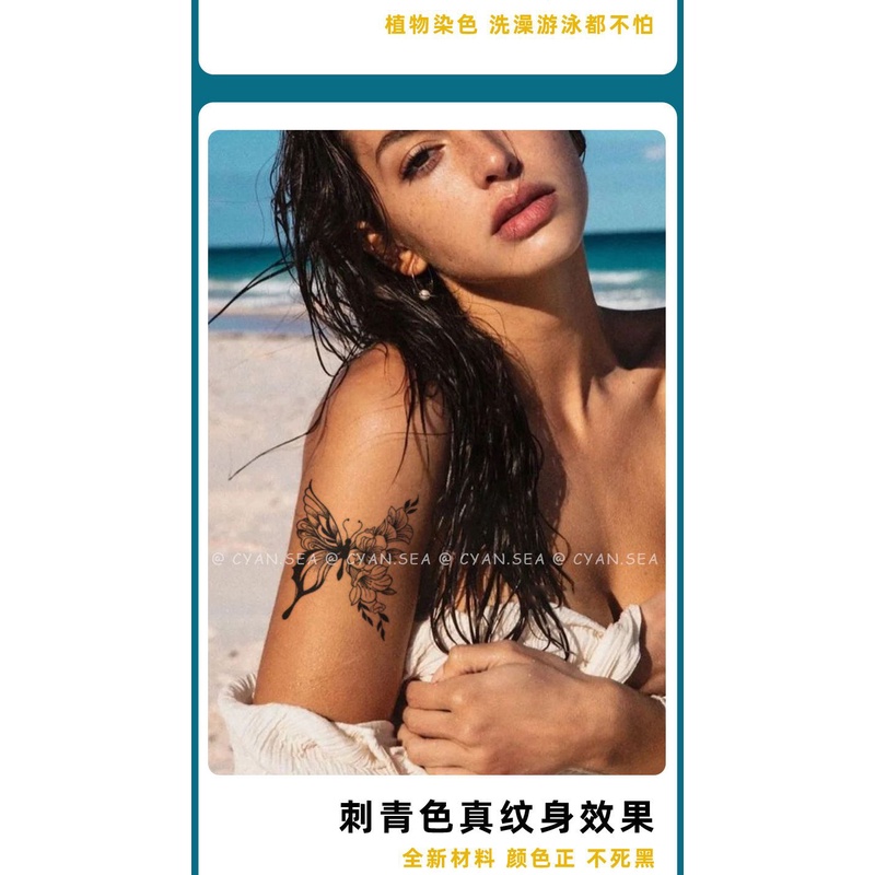 Hình Xăm Dán Họa Tiết Bươm Bướm Và Hoa Cỡ Lớn Chống Thấm Nước Lâu Trôi Cho Nữ