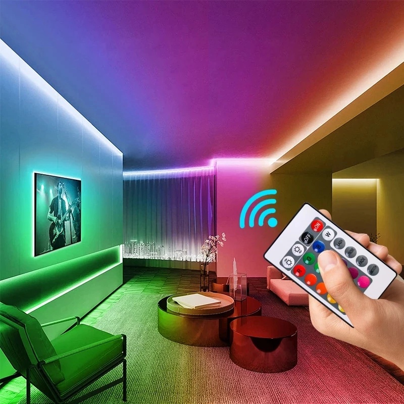 Dây Đèn Led Rgb 16 Màu Kèm Điều Khiển Từ Xa Và Phụ Kiện