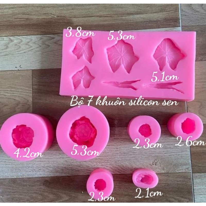 Bộ 7 khuôn silicon 4d sen Thái làm bánh rau câu trung thu hoa sen nổi, bánh hoa sen 4D