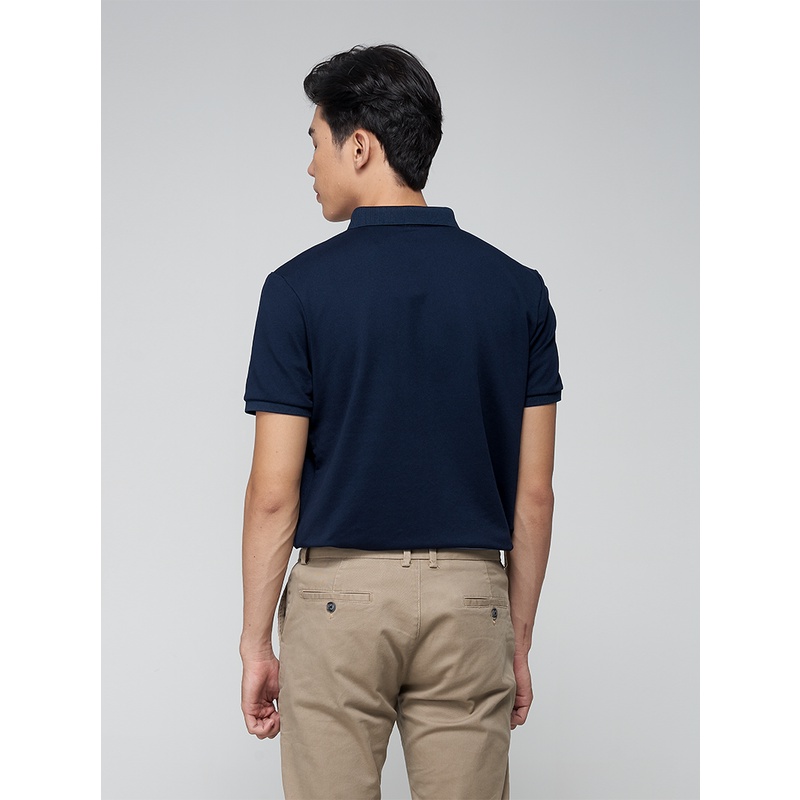 Áo thun polo nam nữ cổ bẻ HUTA PT018 màu xanh đen, vải cá sấu 4 chiều, ngắn tay